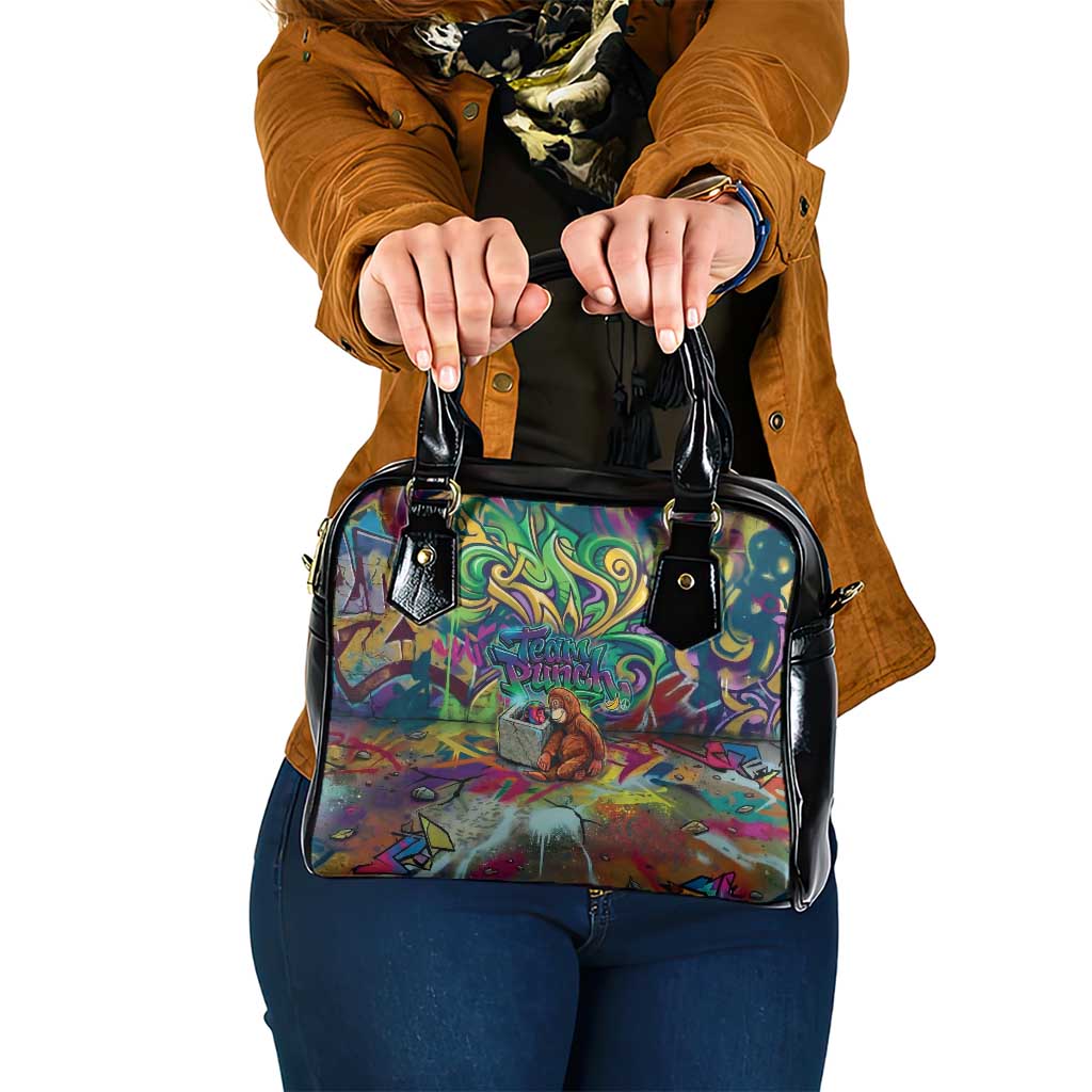 Team Punch The Monkey Shoulder Handbag Baby Monkey Stay Strong Graffiti Style