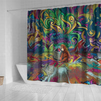 Team Punch The Monkey Shower Curtain Baby Monkey Stay Strong Graffiti Style