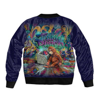 Team Punch The Monkey Sleeve Zip Bomber Jacket Baby Monkey Stay Strong Graffiti Style
