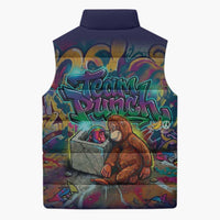 Team Punch The Monkey Sleeveless Puffer Jacket Baby Monkey Stay Strong Graffiti Style