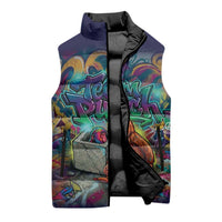 Team Punch The Monkey Sleeveless Puffer Jacket Baby Monkey Stay Strong Graffiti Style