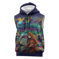 Team Punch The Monkey Sleeveless Zip Hoodie Baby Monkey Stay Strong Graffiti Style