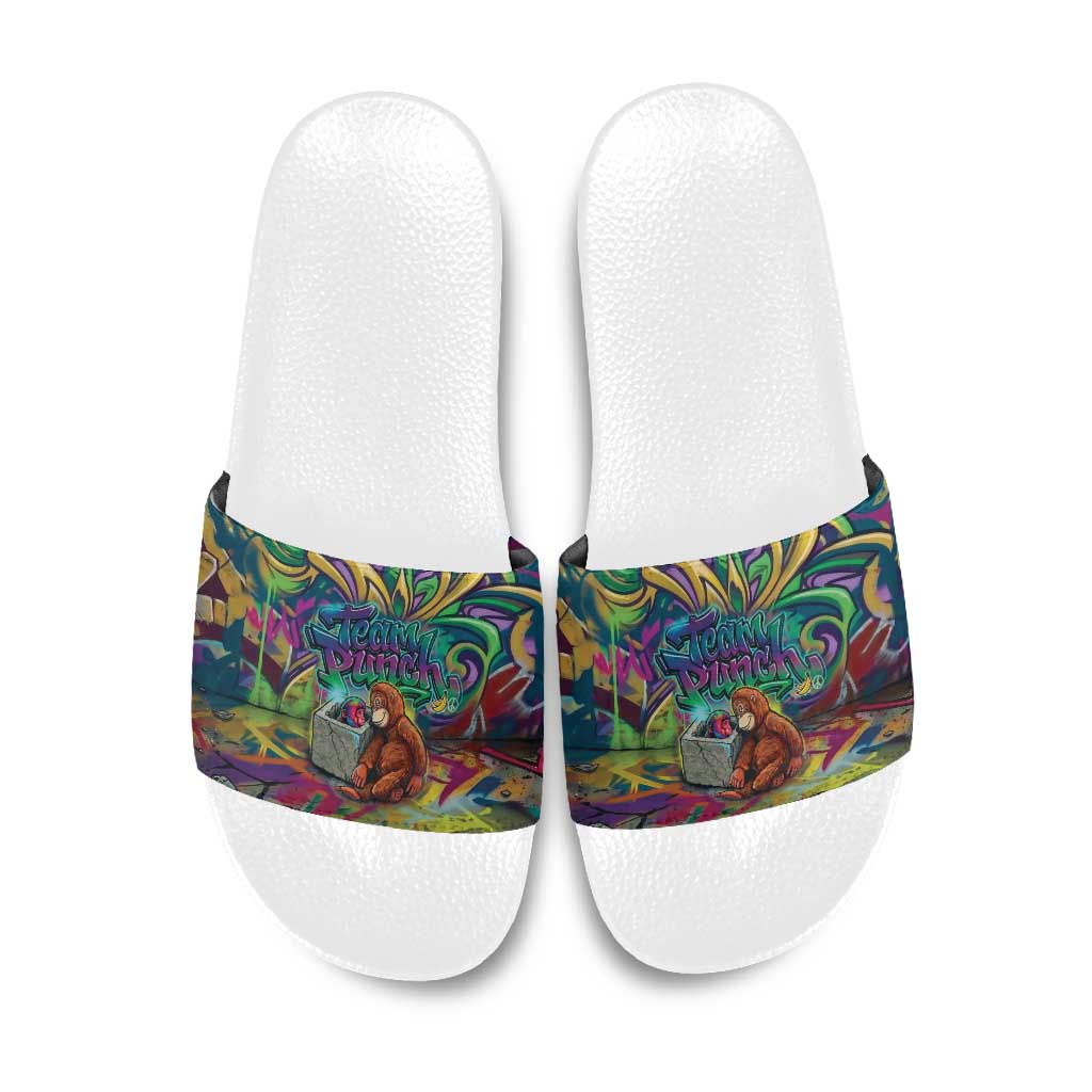 Team Punch The Monkey Slide Sandals Baby Monkey Stay Strong Graffiti Style