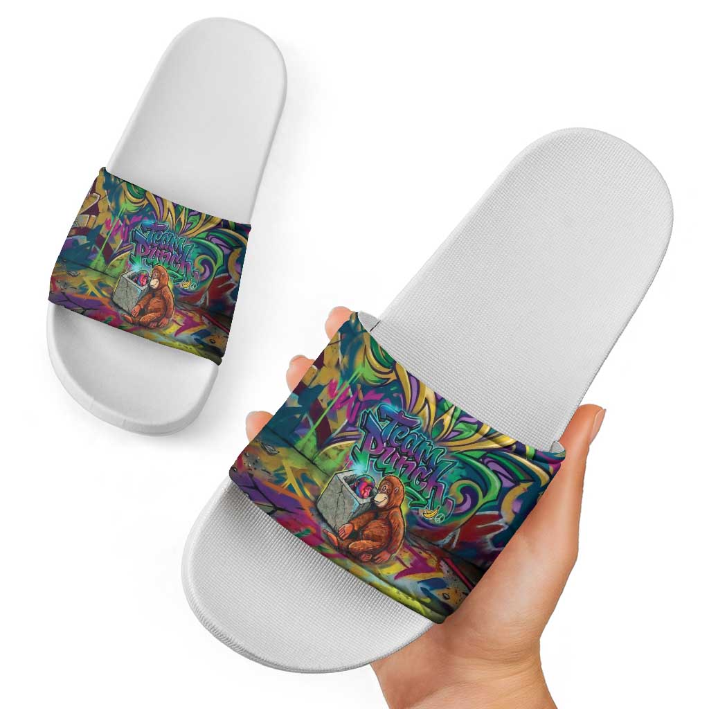 Team Punch The Monkey Slide Sandals Baby Monkey Stay Strong Graffiti Style