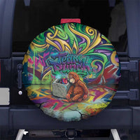 Team Punch The Monkey Spare Tire Cover Baby Monkey Stay Strong Graffiti Style