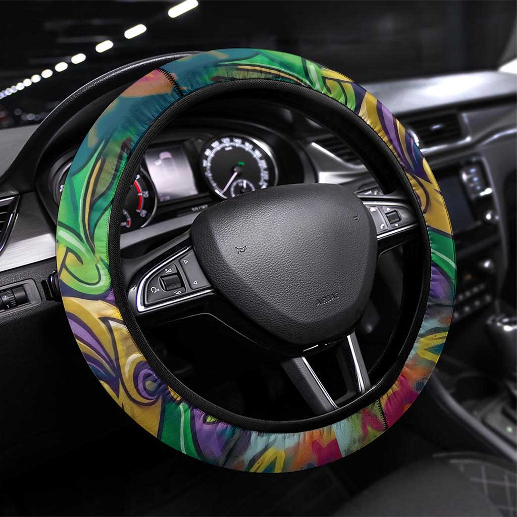 Team Punch The Monkey Steering Wheel Cover Baby Monkey Stay Strong Graffiti Style