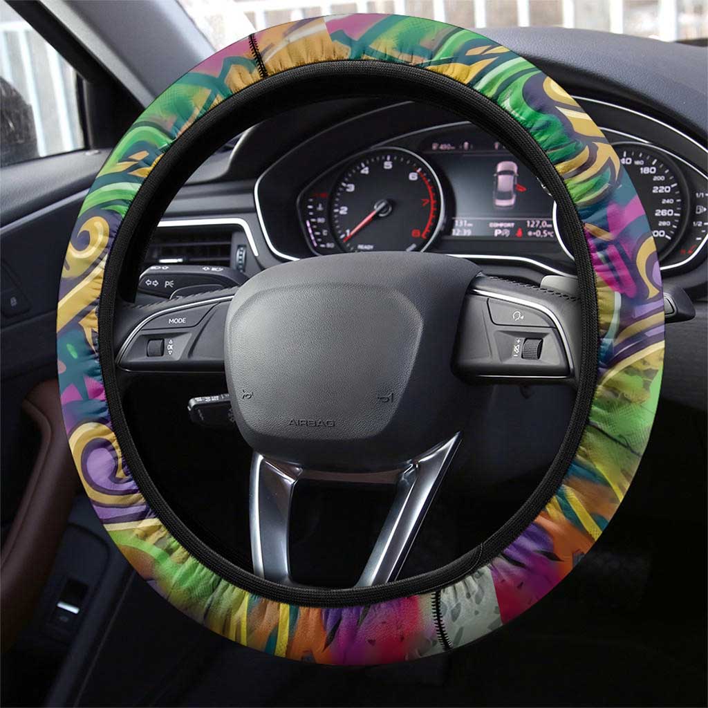 Team Punch The Monkey Steering Wheel Cover Baby Monkey Stay Strong Graffiti Style