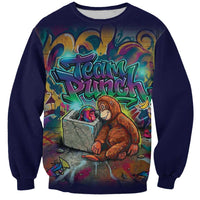 Team Punch The Monkey Sweatshirt Baby Monkey Stay Strong Graffiti Style