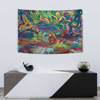 Team Punch The Monkey Tapestry Baby Monkey Stay Strong Graffiti Style
