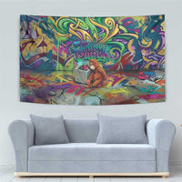 Team Punch The Monkey Tapestry Baby Monkey Stay Strong Graffiti Style