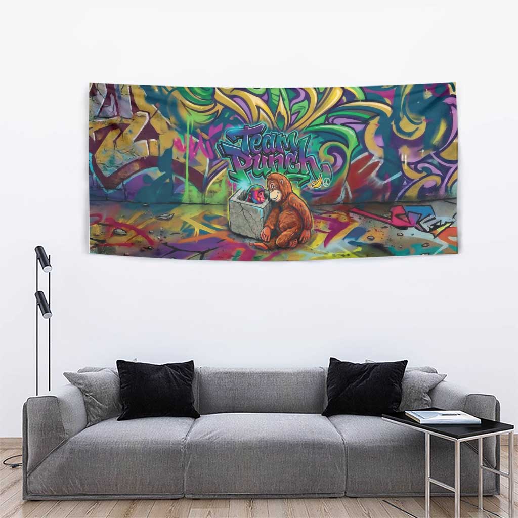 Team Punch The Monkey Tapestry Baby Monkey Stay Strong Graffiti Style