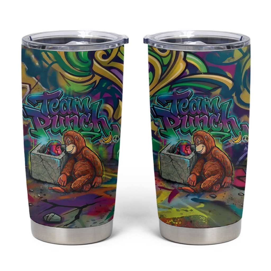 Team Punch The Monkey Tumbler Cup Baby Monkey Stay Strong Graffiti Style