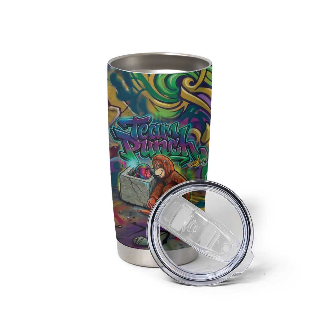 Team Punch The Monkey Tumbler Cup Baby Monkey Stay Strong Graffiti Style