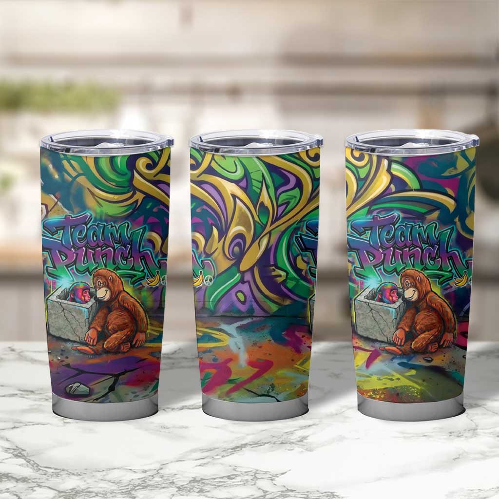 Team Punch The Monkey Tumbler Cup Baby Monkey Stay Strong Graffiti Style