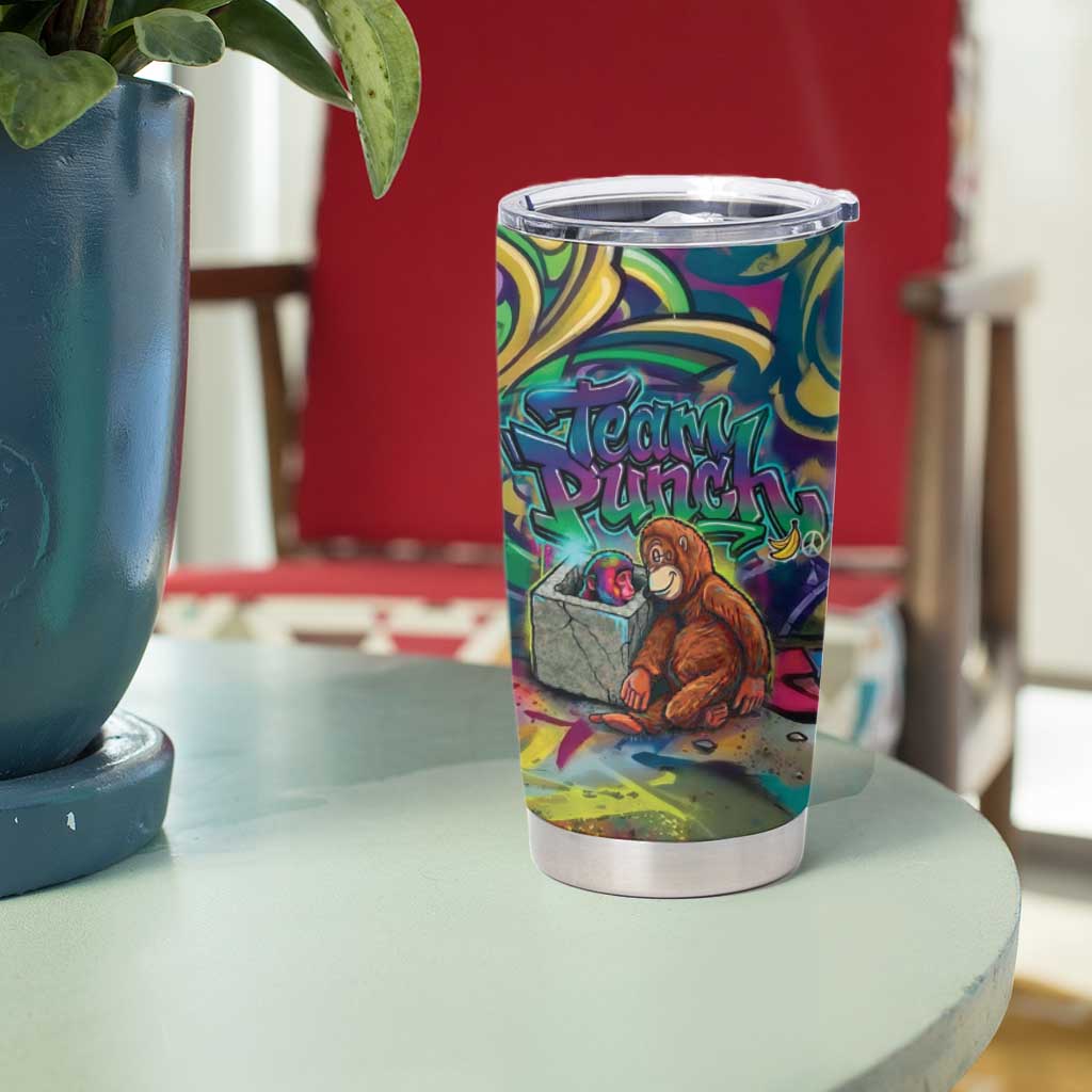 Team Punch The Monkey Tumbler Cup Baby Monkey Stay Strong Graffiti Style