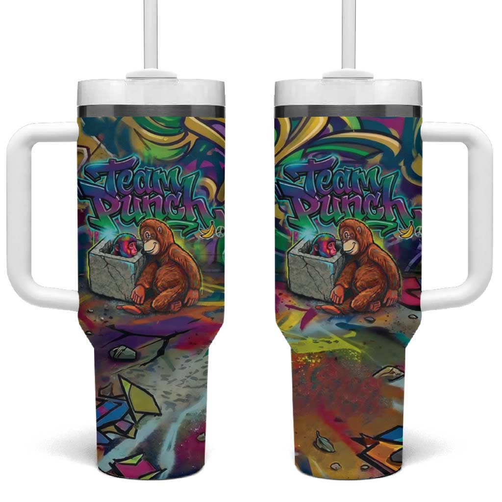 Team Punch The Monkey Tumbler With Handle Baby Monkey Stay Strong Graffiti Style