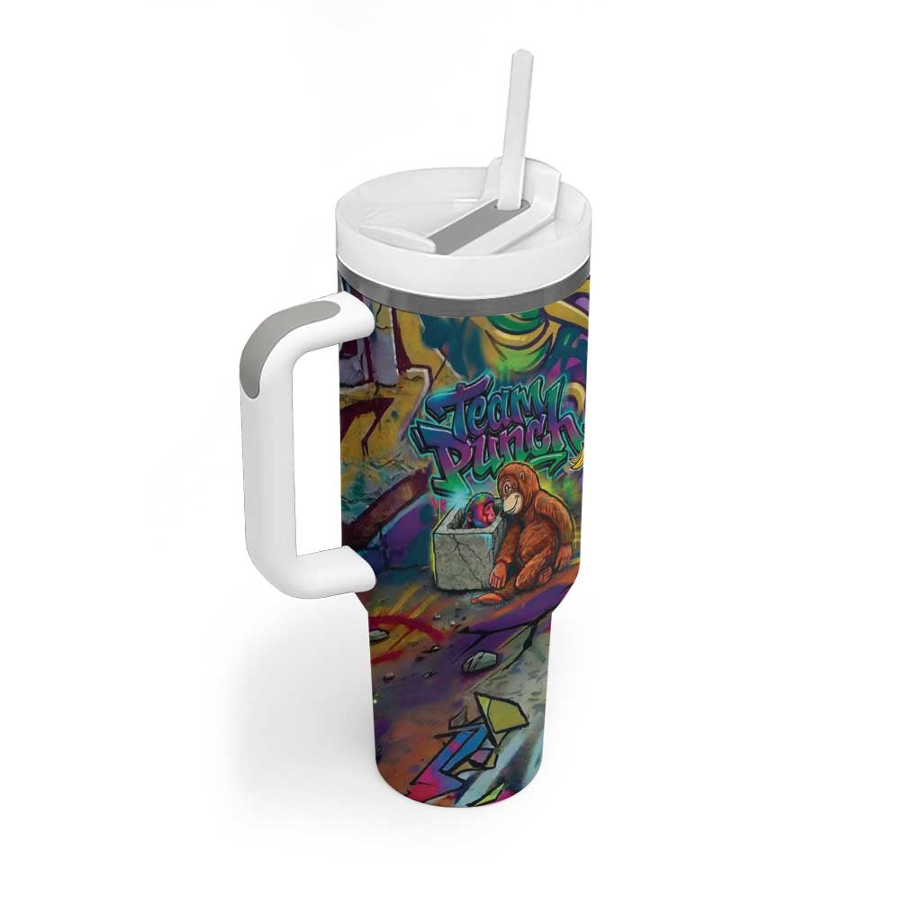 Team Punch The Monkey Tumbler With Handle Baby Monkey Stay Strong Graffiti Style