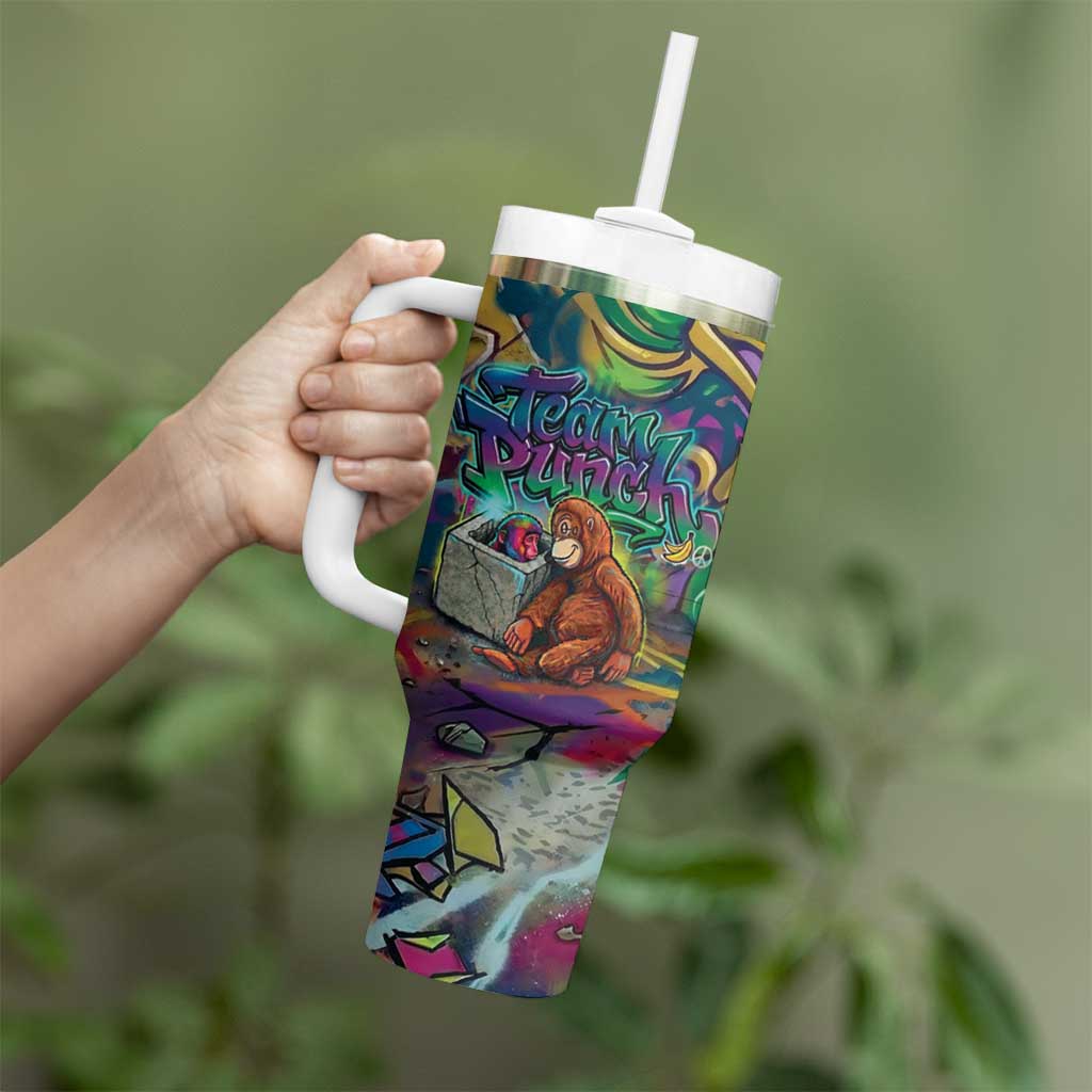 Team Punch The Monkey Tumbler With Handle Baby Monkey Stay Strong Graffiti Style