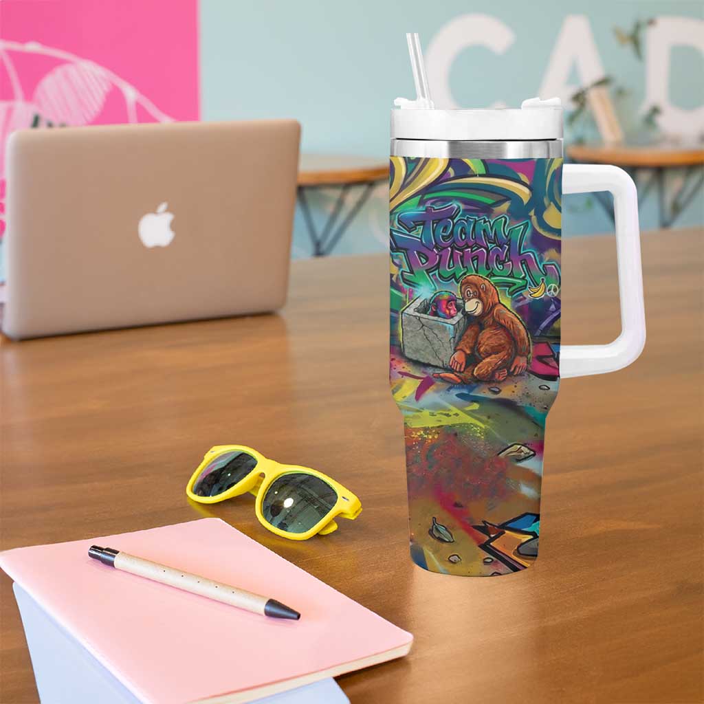 Team Punch The Monkey Tumbler With Handle Baby Monkey Stay Strong Graffiti Style