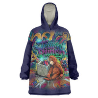 Team Punch The Monkey Wearable Blanket Hoodie Baby Monkey Stay Strong Graffiti Style