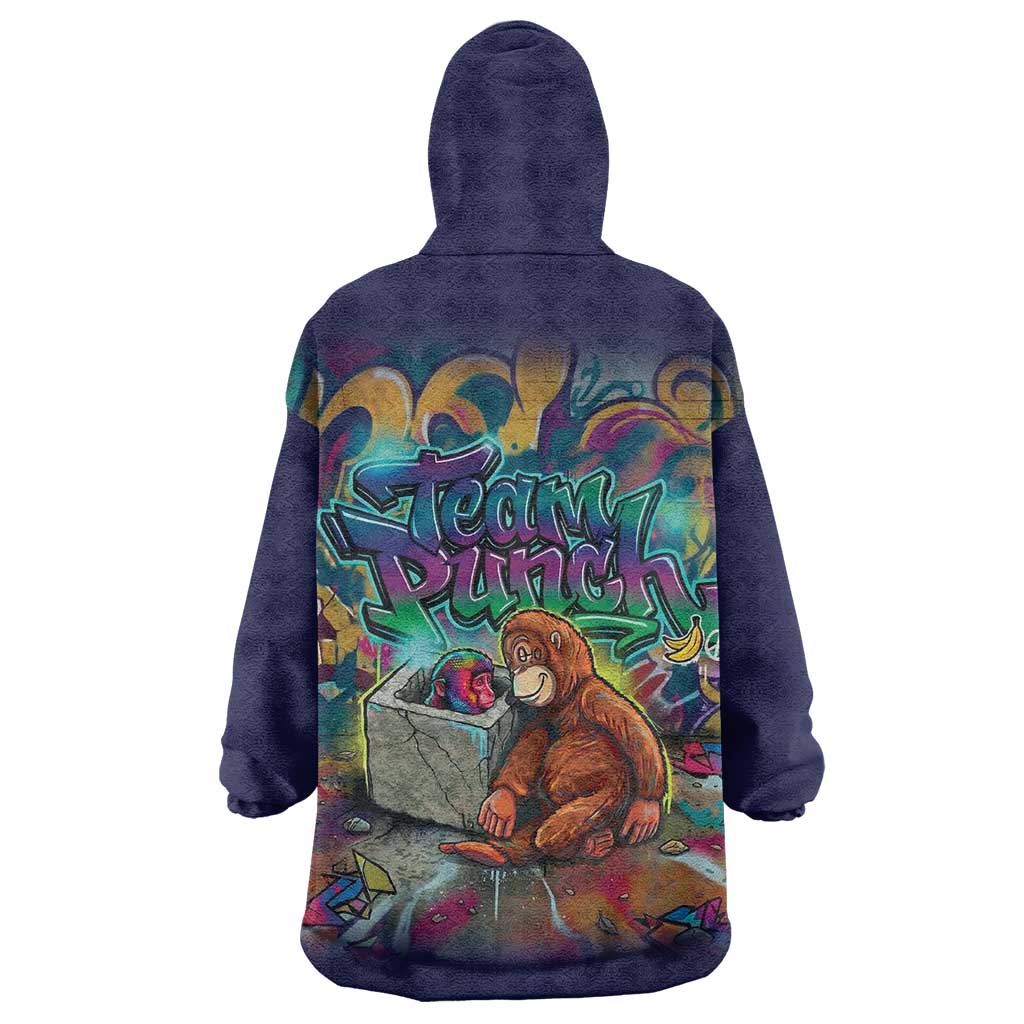 Team Punch The Monkey Wearable Blanket Hoodie Baby Monkey Stay Strong Graffiti Style