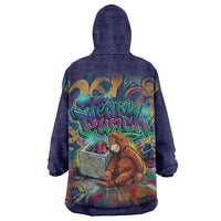 Team Punch The Monkey Wearable Blanket Hoodie Baby Monkey Stay Strong Graffiti Style