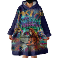 Team Punch The Monkey Wearable Blanket Hoodie Baby Monkey Stay Strong Graffiti Style