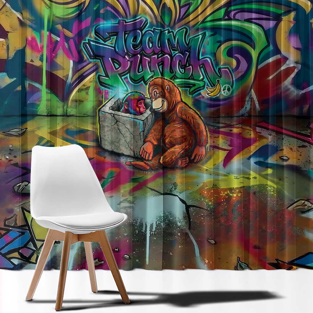 Team Punch The Monkey Window Curtain Baby Monkey Stay Strong Graffiti Style