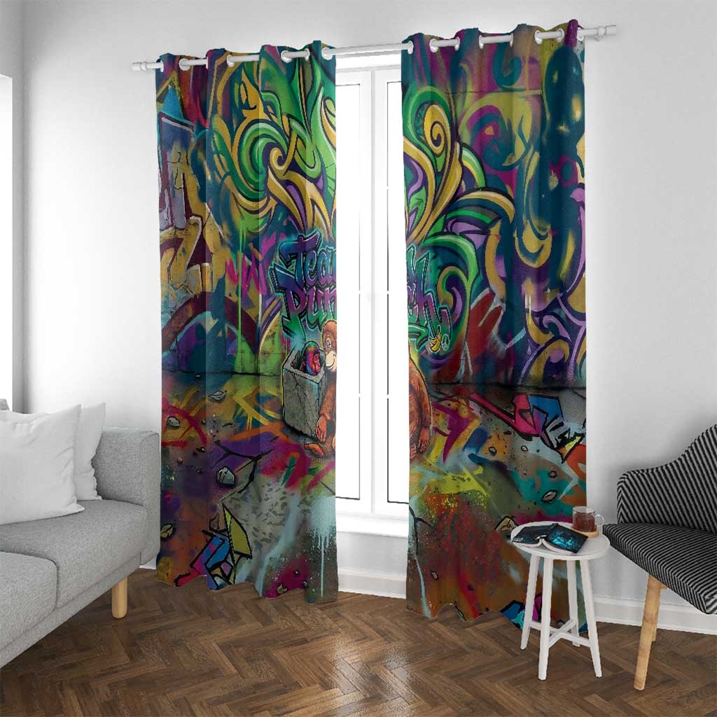 Team Punch The Monkey Window Curtain Baby Monkey Stay Strong Graffiti Style