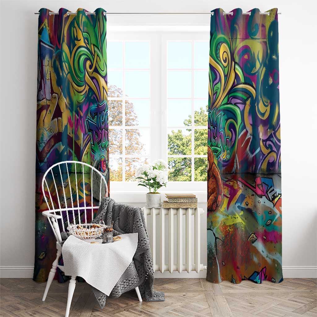 Team Punch The Monkey Window Curtain Baby Monkey Stay Strong Graffiti Style