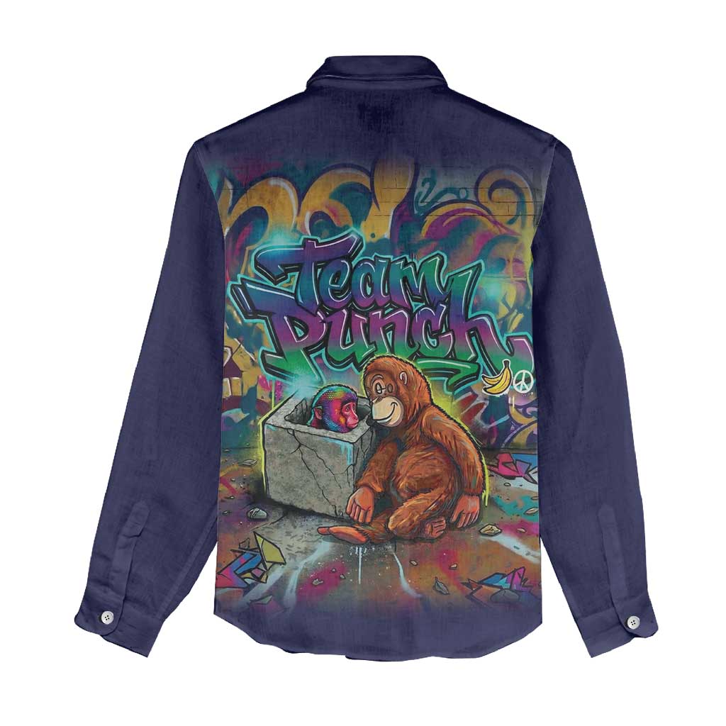 Team Punch The Monkey Women Casual Shirt Baby Monkey Stay Strong Graffiti Style