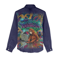 Team Punch The Monkey Women Casual Shirt Baby Monkey Stay Strong Graffiti Style