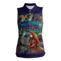 Team Punch The Monkey Women Sleeveless Polo Shirt Baby Monkey Stay Strong Graffiti Style