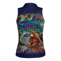 Team Punch The Monkey Women Sleeveless Polo Shirt Baby Monkey Stay Strong Graffiti Style
