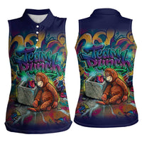 Team Punch The Monkey Women Sleeveless Polo Shirt Baby Monkey Stay Strong Graffiti Style