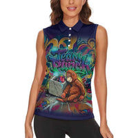 Team Punch The Monkey Women Sleeveless Polo Shirt Baby Monkey Stay Strong Graffiti Style