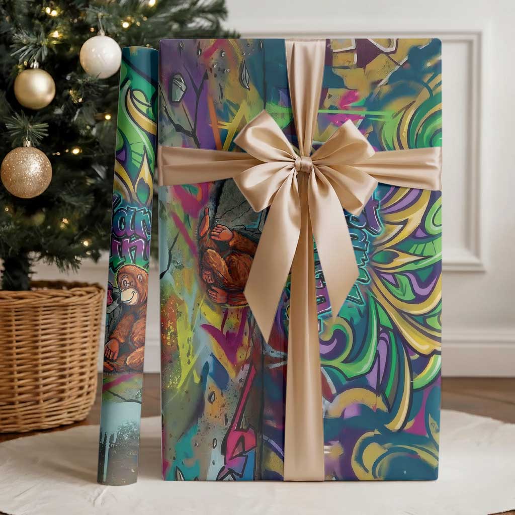 Team Punch The Monkey Wrapping Paper Baby Monkey Stay Strong Graffiti Style