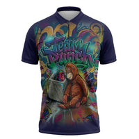 Team Punch The Monkey Zipper Polo Shirt Baby Monkey Stay Strong Graffiti Style
