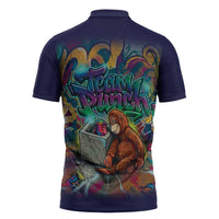 Team Punch The Monkey Zipper Polo Shirt Baby Monkey Stay Strong Graffiti Style