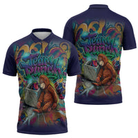 Team Punch The Monkey Zipper Polo Shirt Baby Monkey Stay Strong Graffiti Style
