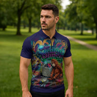 Team Punch The Monkey Zipper Polo Shirt Baby Monkey Stay Strong Graffiti Style