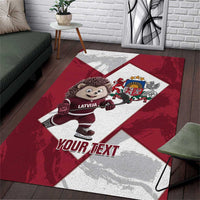 Latvia Hockey Custom Area Rug Hedgehog Par Latviju!