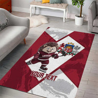 Latvia Hockey Custom Area Rug Hedgehog Par Latviju!