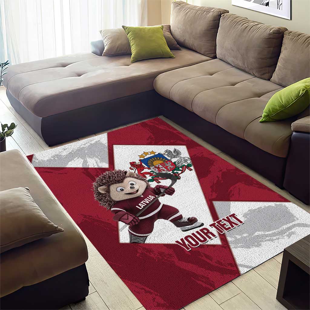 Latvia Hockey Custom Area Rug Hedgehog Par Latviju!