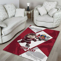 Latvia Hockey Custom Area Rug Hedgehog Par Latviju!