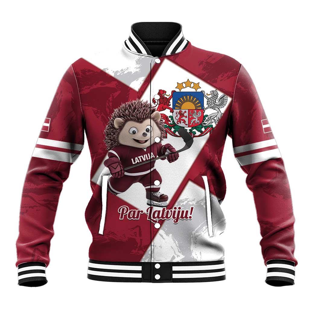Latvia Hockey Custom Baseball Jacket Hedgehog Par Latviju!