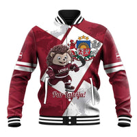 Latvia Hockey Custom Baseball Jacket Hedgehog Par Latviju!