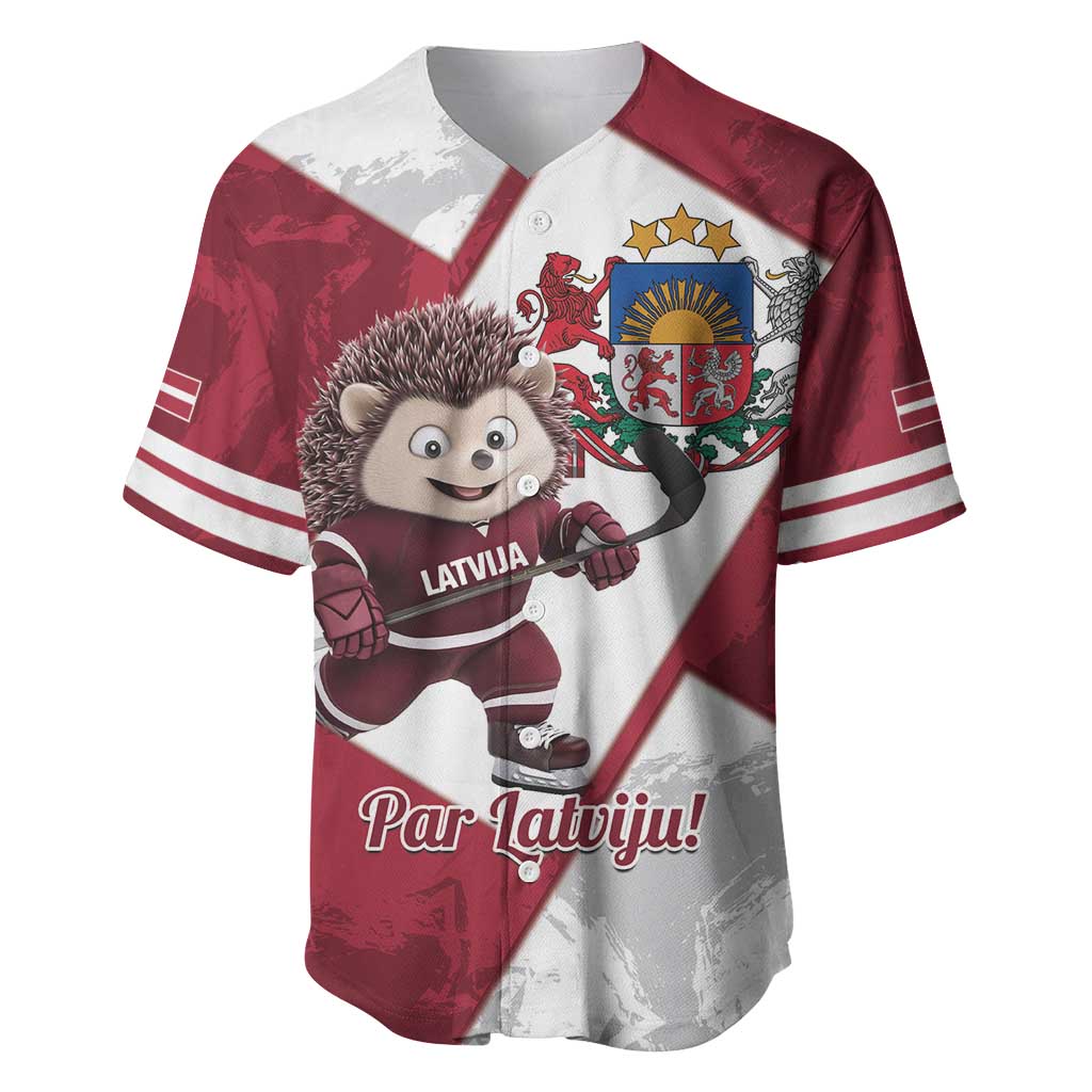 Latvia Hockey Custom Baseball Jersey Hedgehog Par Latviju!