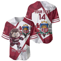 Latvia Hockey Custom Baseball Jersey Hedgehog Par Latviju!