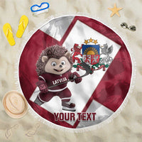 Latvia Hockey Custom Beach Blanket Hedgehog Par Latviju!
